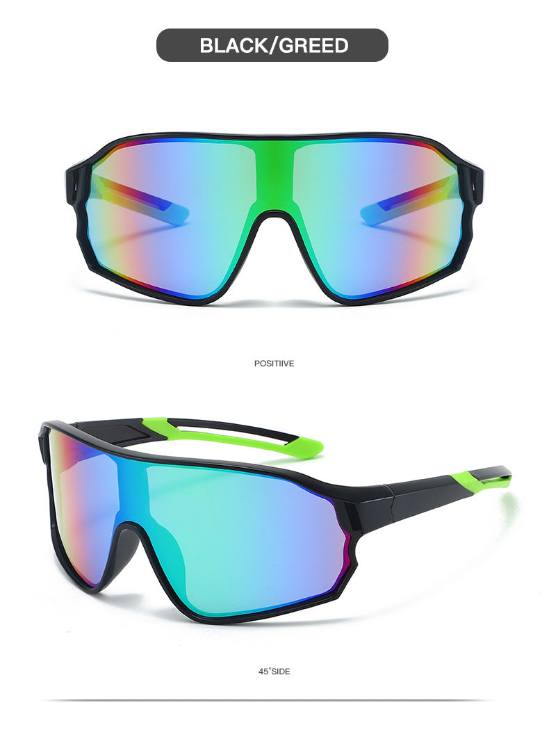 Fashionable Sports Sunglasses with Colorful Mirror Lenses - UV400 Protection for Cycling & Outdoor Activities BLACK