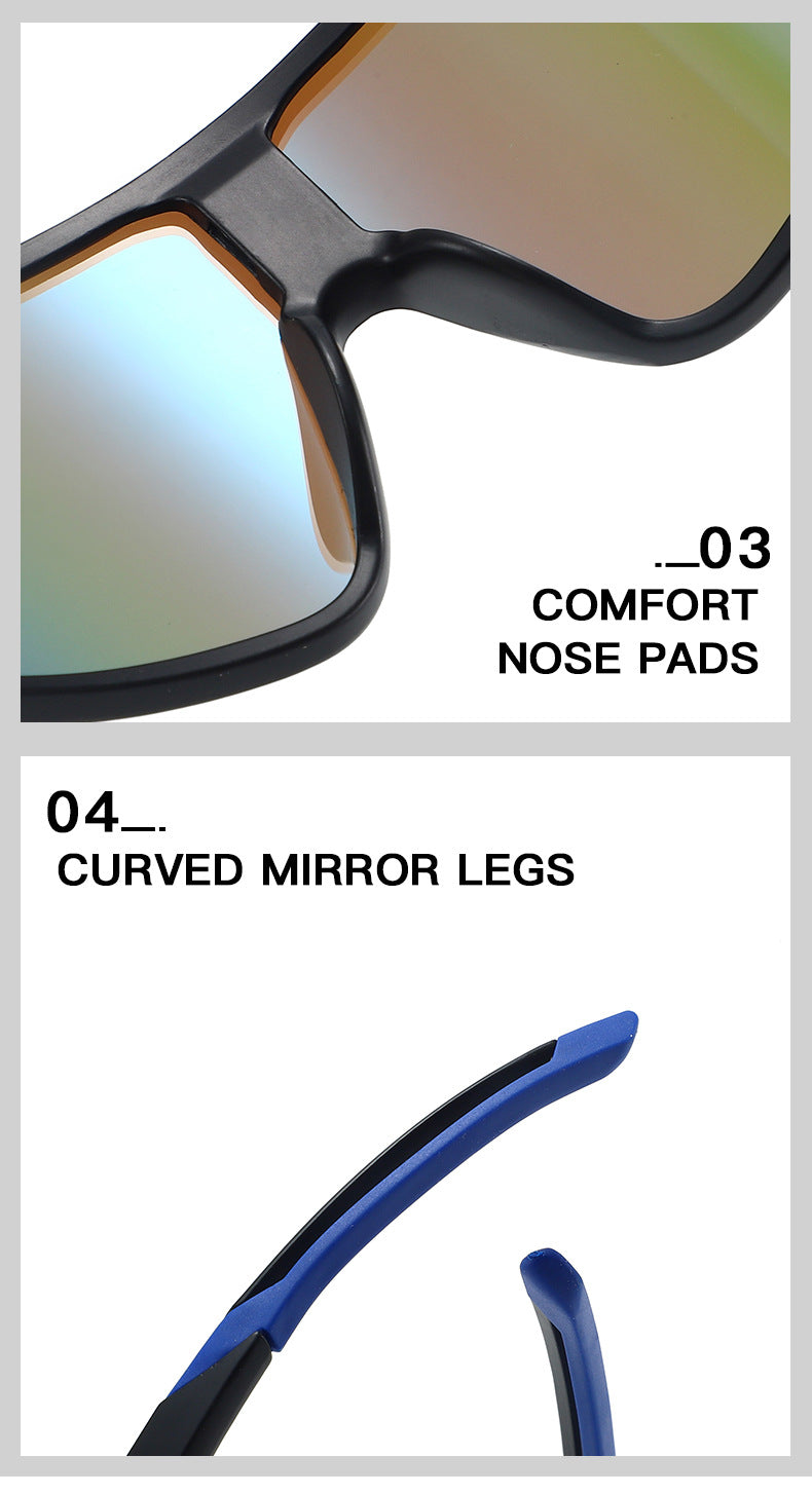 Fashionable Sports Sunglasses with Colorful Mirror Lenses - UV400 Protection for Cycling & Outdoor Activities BLACK
